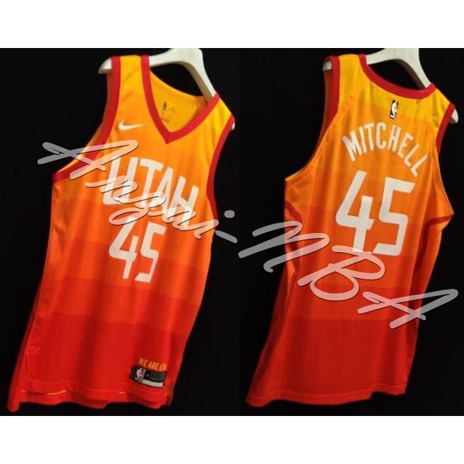 Anzai Nba球衣18賽季utah Jazz猶他爵士隊mitchell 45號城市版橘色漸層au球衣 全隊都有 蝦皮購物