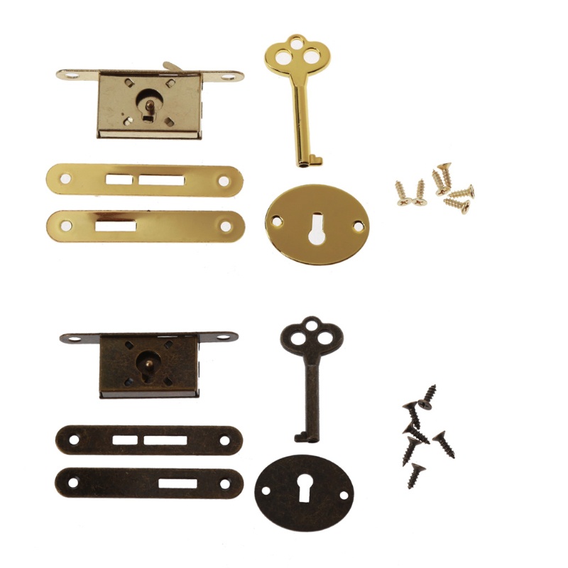 Pcf * 裝飾家具鎖古董金屬抽屜鎖與鑰匙飾品木箱閂鎖復古家具五金