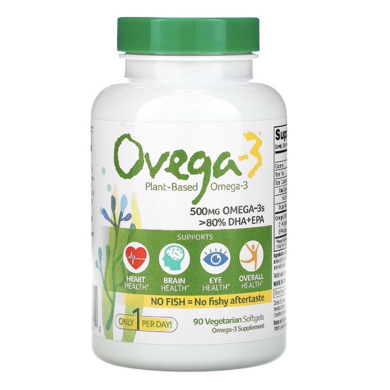 超商免運 預購 ovega 3 DHA +EPA 90粒 全素 純素 非魚油 無腥味 500毫克 植物omega3