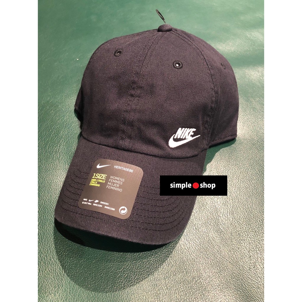 【Simple Shop】NIKE 刺繡 老帽 NIKE LOGO 老帽 運動帽 可調式 黑色 AO8662-010