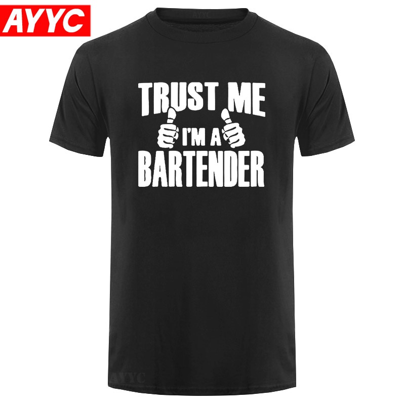 棉質 T 恤 AYYC T BAR BARTENDER DRINK 搞笑圖案 T 恤男士夏季時尚短袖超大街頭
