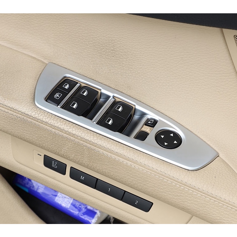 BMW 09-15年 F02 F01 740 730LD 碳纖紋 卡夢 內飾改裝 升窗器按鈕裝飾框 裝飾亮片貼