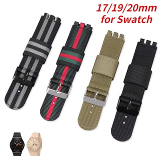 適用於帆布尼龍錶帶 斯沃琪 Swatch 錶帶 17mm 19mm 20mm 手錶配件帶工具 替換錶帶