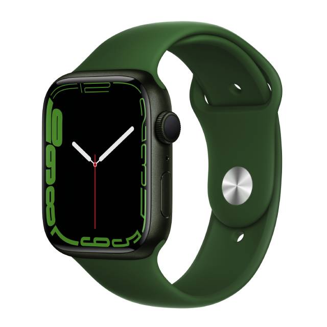 Apple Watch S7 GPS，45mm 綠色鋁金屬錶殼 搭三葉草色運動錶帶 _ 台灣公司貨 + 贈