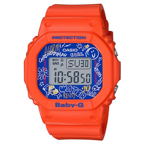 【CASIO】BABY-G 個性西岸街頭塗鴉電子錶-橘 (BGD-560SK-4)正版宏崑公司貨