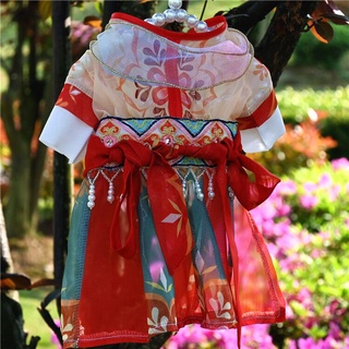 【穿越千年】古風寵物漢服唐裝 薄款連衣裙 寵物衣服泰迪貓咪比熊小型犬公主裙子狗狗春夏款傳統裝扮 拍照道具