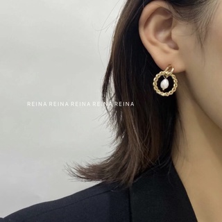 /에이플러스/ 正韓 耳環 飾品 金色 珍珠 麻花