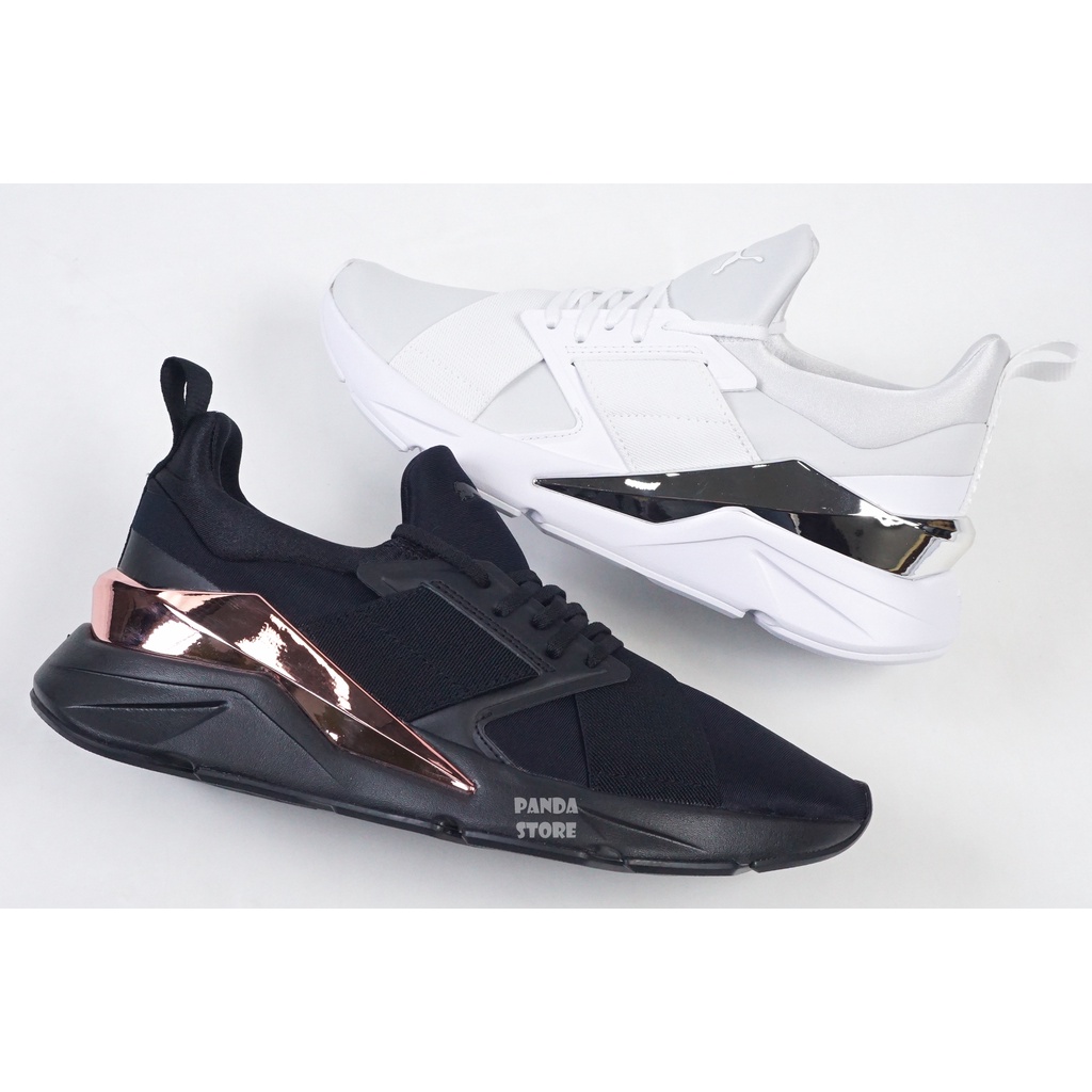 胖達）PUMA MUSE X5 METAL 繃帶 運動鞋 383954-01 黑玫瑰金 02 白銀 女鞋