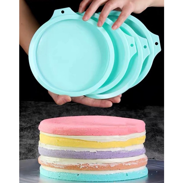 ((烘焙便利屋))(4寸~8寸)蛋糕切片矽膠烤盤4片裝-圓形 心形 不挑色喔   (訂單請滿200元在下單)