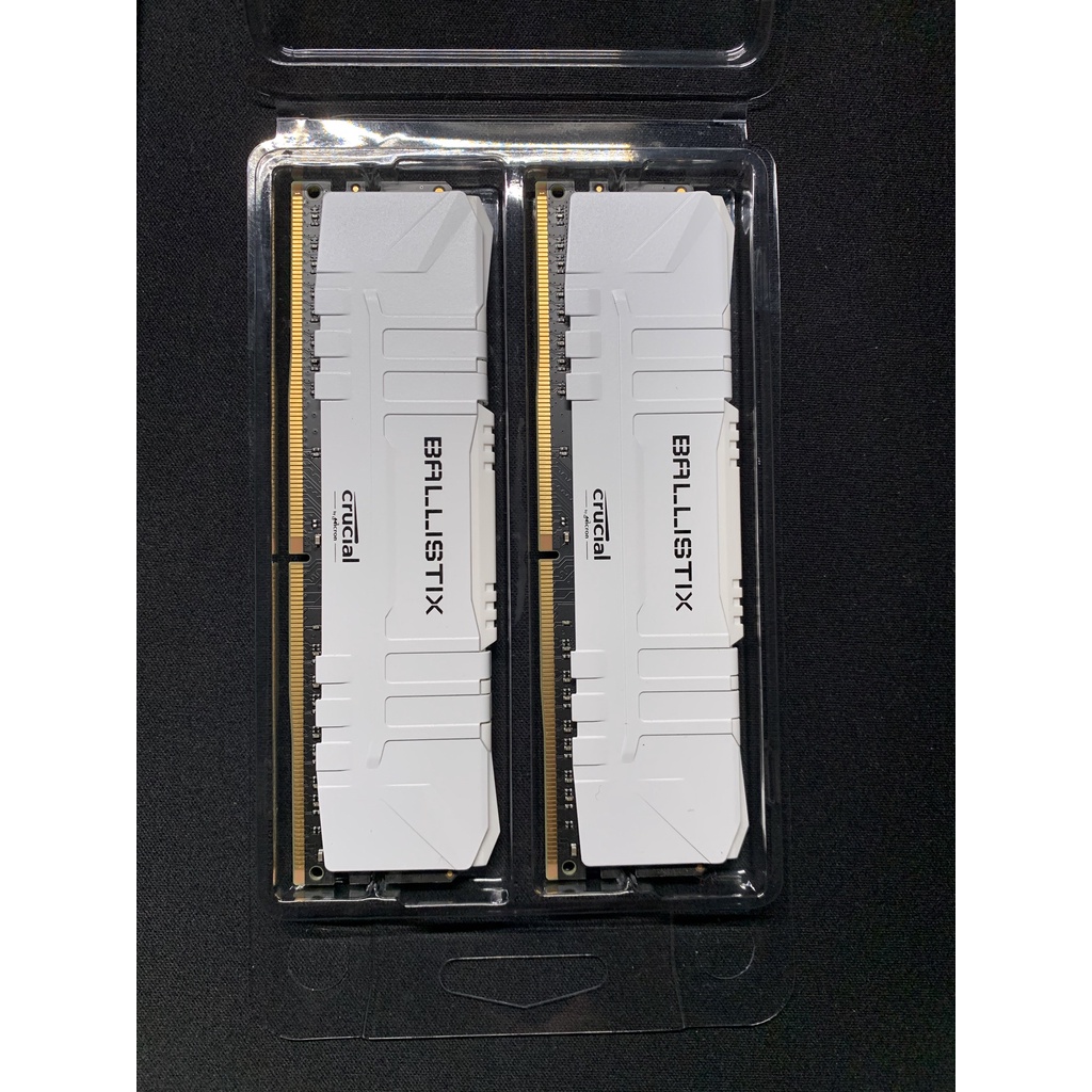 【良品】Crucial美光 Ballistix 8G * 2 DDR4 3200 白 散熱片 E-Die