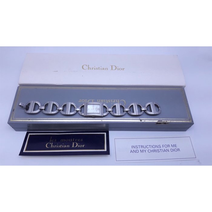 【Jessica潔西卡小舖】真品 Christian Dior 克里斯汀·迪奧CD經典方形貝殼面石英女錶,附原裝錶盒