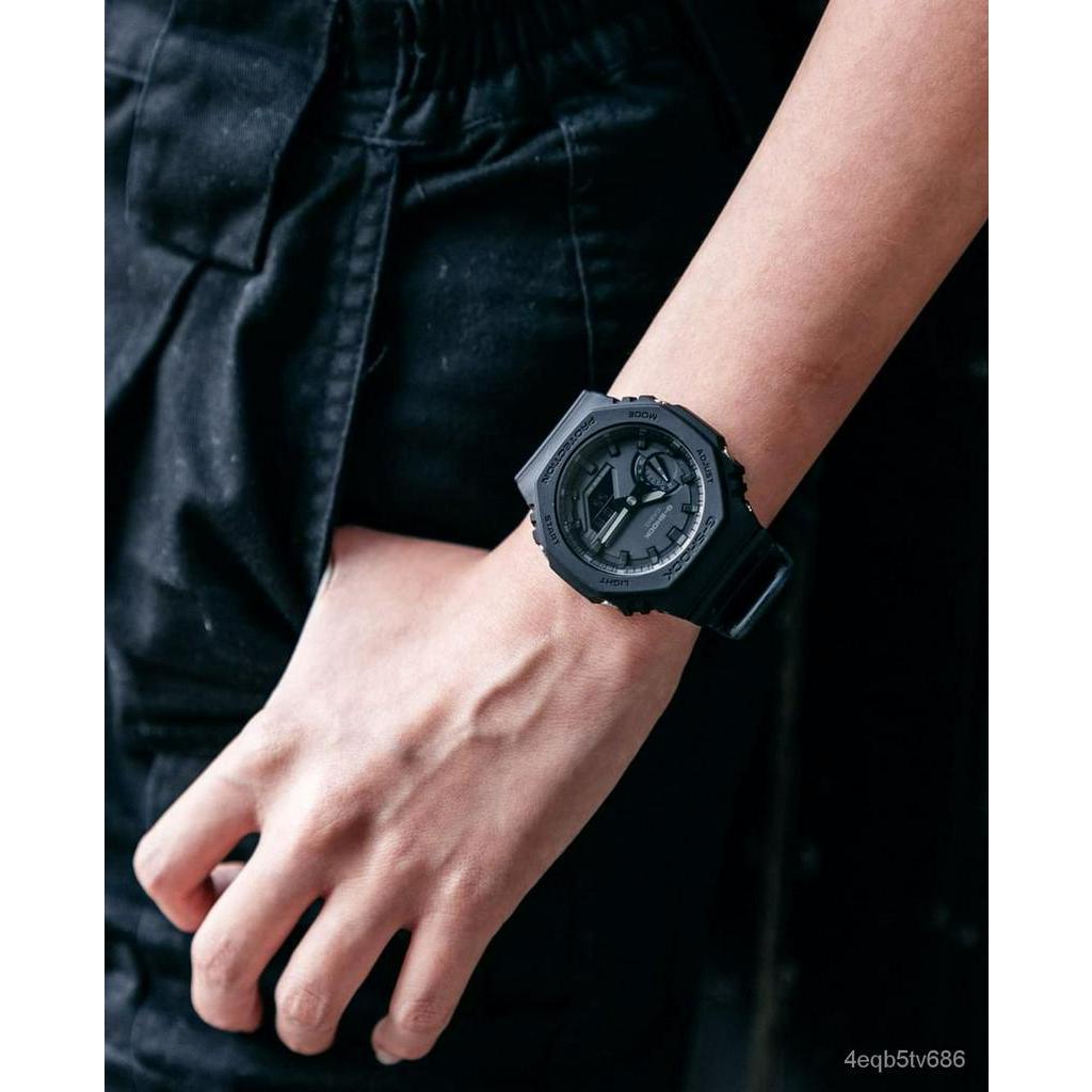 卡西歐Casio G-Shock黑色碳纖維GA2100-1A1農家橡樹霧霾藍手錶dAiD 