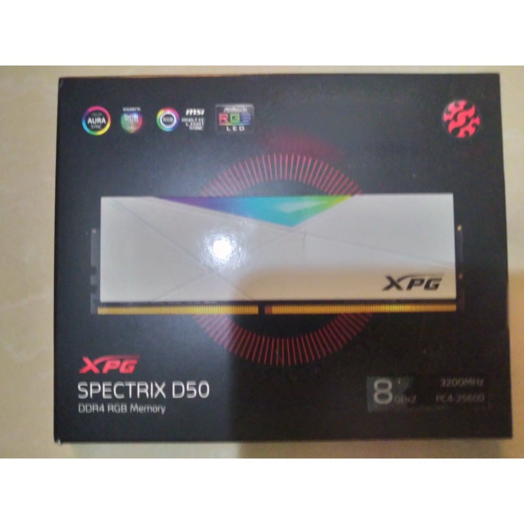 ADATA 威剛 XPG SPECTRIX D50 DDR4-3200 8G*2 CL16 RGB炫光記憶體 迷戀白