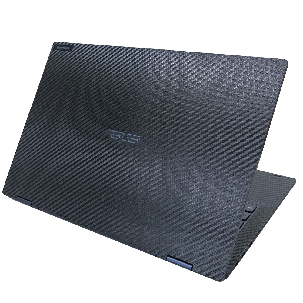 【Ez】ASUS ExpertBook B5 Flip B5302F 黑色卡夢紋機身貼 (上蓋貼、鍵盤週圍貼、底部貼)