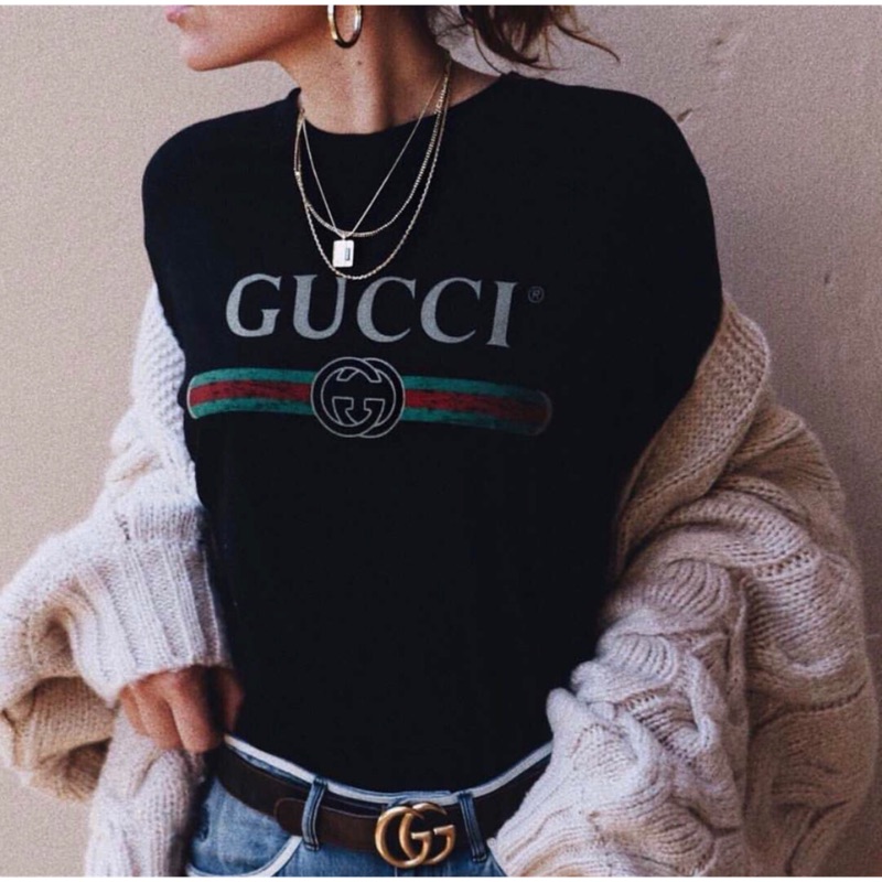 Gucci 經典腰帶款 男女 可穿短袖T恤。