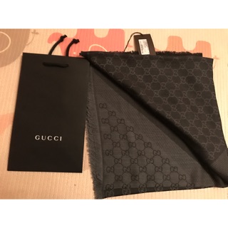 全新現貨 Gucci 圍巾 披肩 雙色 雙面 藍 黑灰