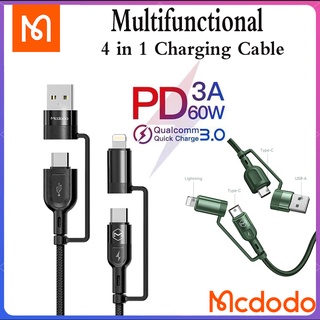 Mcdodo CA-807 4 合 1 60W PD 充電線 USB/Type-C/iPhone 多功能數據線快速充電線