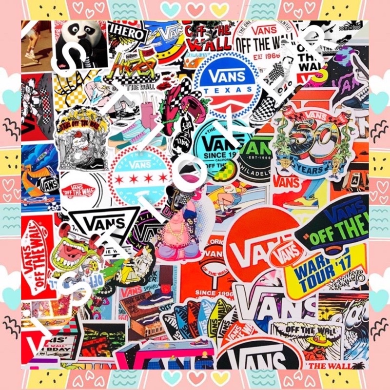 [50 件套] Vans 彩色郵票貼紙 HOT 型號可愛貼紙裝飾帽子 - 頭盔、手機、筆記本電腦、滑板、汽車..