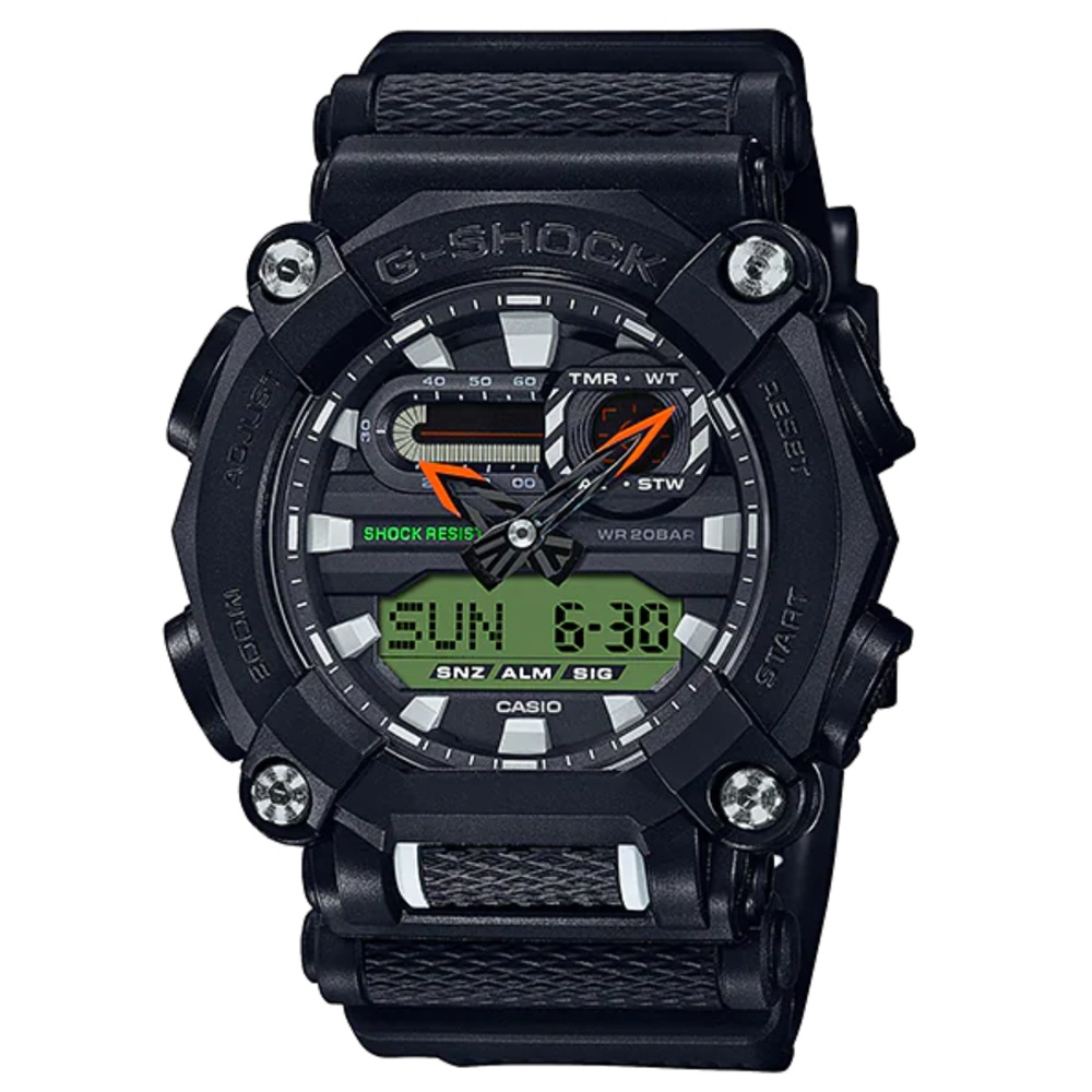 CASIO G-SHOCK 工業風螺帽型錶圈重磅時尚休閒錶(GA-900E-1A3)