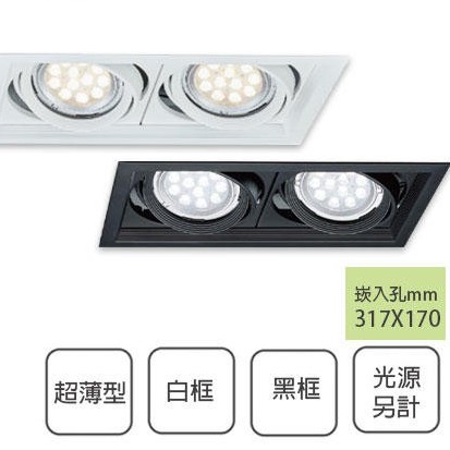 舞光 AR 超薄崁燈 二燈 黑白二色 LED-25068 (燈泡另計)【高雄永興照明】