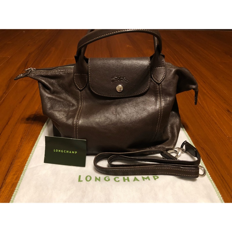 Longchamp  棕色小羊皮 手提/肩背包(附防塵袋、紙袋、綠色小卡）