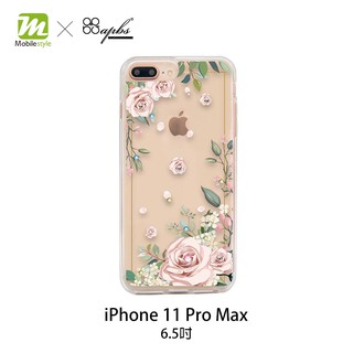 【贈玻璃貼】 apbs x Mb 施華洛世奇 清透減震雙料鑽殼 iPhone 11 Pro Max 6.5吋 古典玫瑰園