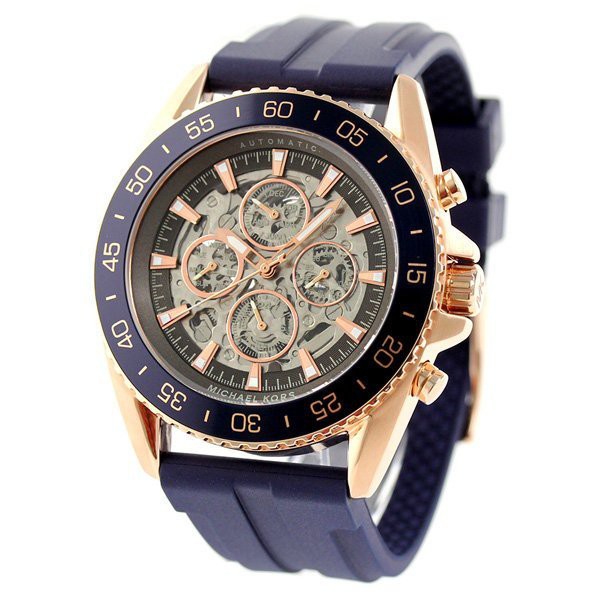 【可面交】Michael Kors MK9025 機械錶 玫瑰金 計時 男錶 膠帶 基隆大錶哥 4.5mm MK 手錶