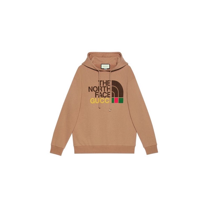 The North Face x Gucci 聯名淺棕連帽衛衣  黃金xs