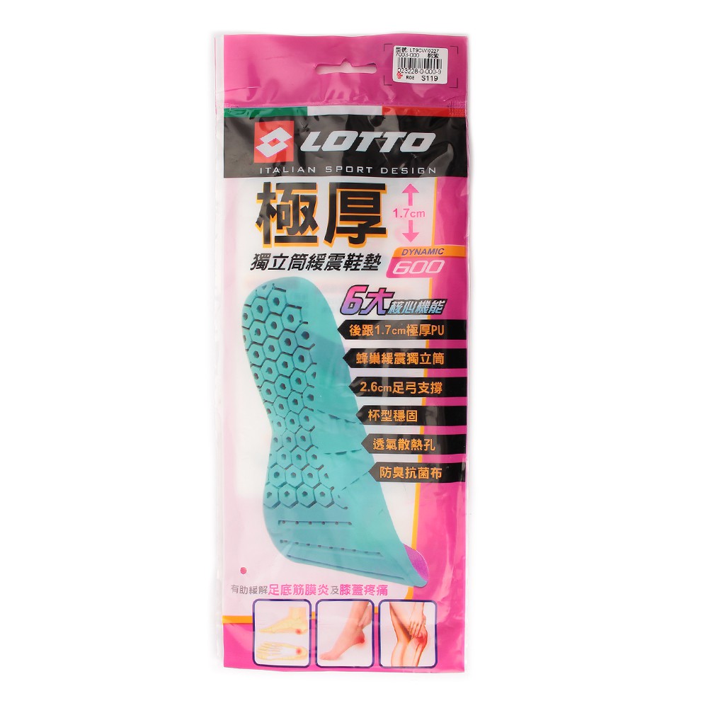 LOTTO 極厚獨立筒緩震PU鞋墊 桃紫 LT9CWI0227 女 鞋全家福