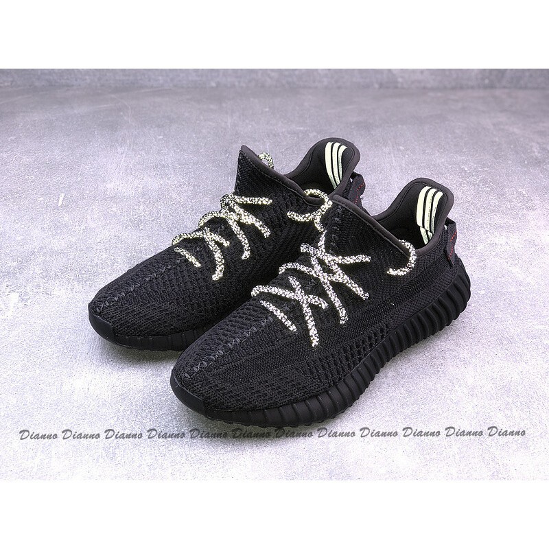 帝安諾-實體店面 愛迪達 Adidas Yeezy 350 V2 黑天使 黑魂 反光 鞋帶反光 FU9006