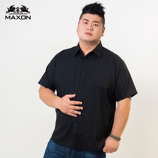 【MAXON大尺碼】台灣製黑色吸濕排汗彈性短袖襯衫XL~5L 加大尺碼 免運81380-88