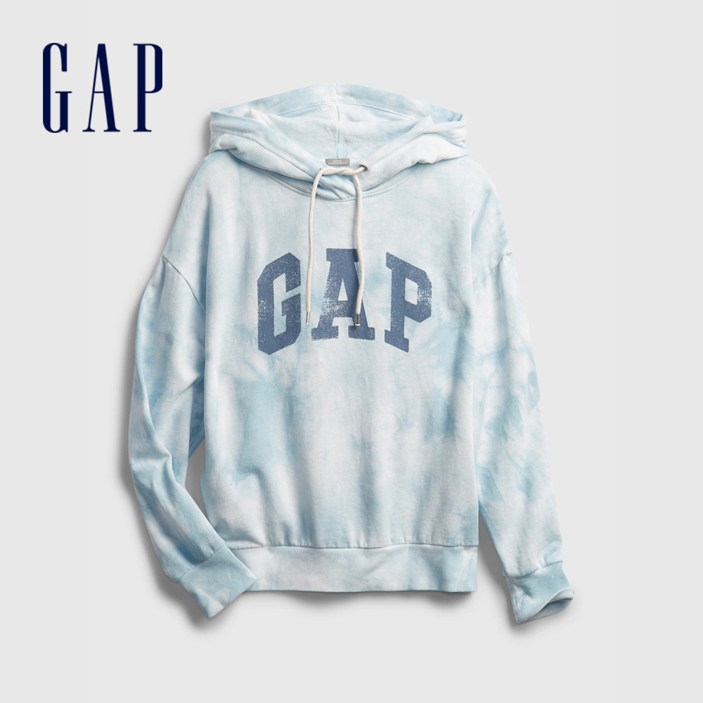Gap 女裝 Logo帽T-淺藍紮染(619041)