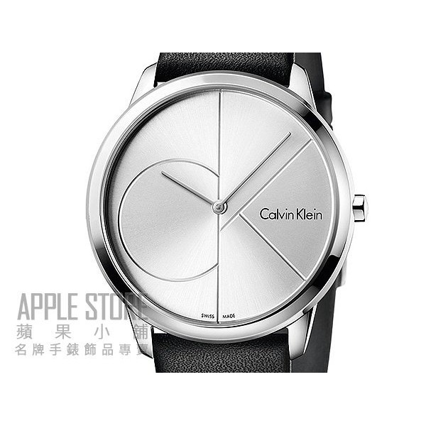 【蘋果小舖】 Calvin Klein CK minimal 新世代時尚皮帶腕錶-銀白大-40mm # K3M211CY