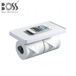 《BOSS》雙捲衛生紙架+置物平台 D-12752 捲筒式衛生紙專用 304不鏽鋼卷紙架 台灣製造