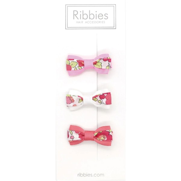 英國 Ribbies 雙色緞帶蝴蝶結|髮飾|髮夾3入組-BETSY RED【麗兒采家】