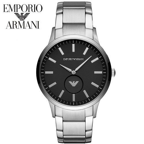 【第一鐘錶】EMPORIO ARMANI AR11118《亞曼尼 義大利時尚》43mm/經典大三針錶款系列/銀x黑