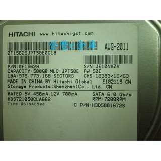 【登豐e倉庫】, TF202 Hitachi HDS721050CLA662 500G SATA2 硬碟 售價不同