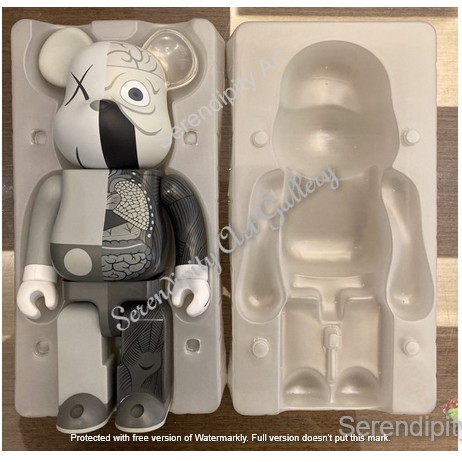 Bearbrick X KAWS 半剖(灰) 400% 極精品  限量500件