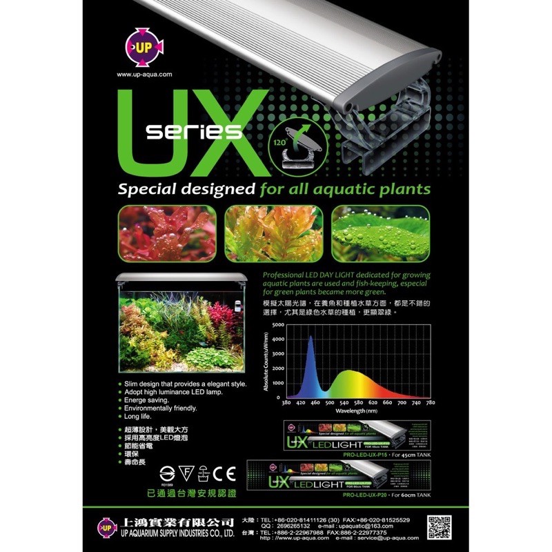 動力水族 台灣up雅柏zx系列ux系列多光譜3呎3尺三尺三呎紅龍燈水草燈led水草燈增豔燈 蝦皮購物