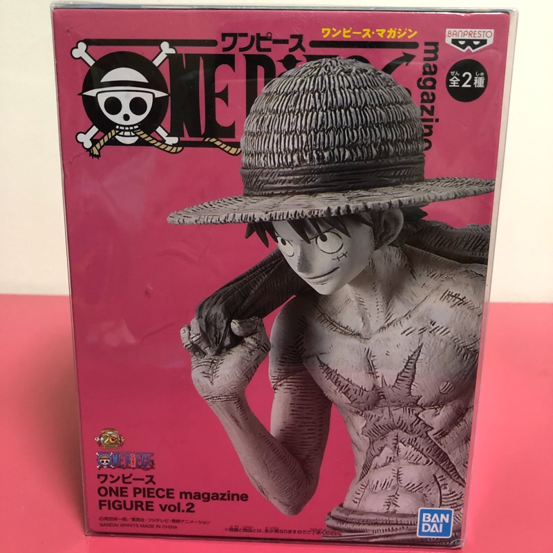 &lt;&lt;日版  金證&gt;&gt;  海賊王  ONE PIECE magazine figure vol.2  魯夫  異色  黑白