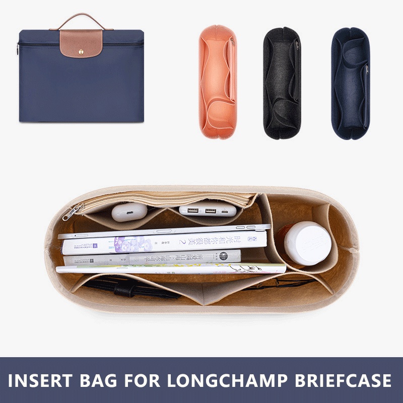 毛氈插入袋適合 Longchamp Le Pliage 女士公文包收納袋襯裡襯裡袋電腦存儲內部 Hnandbag
