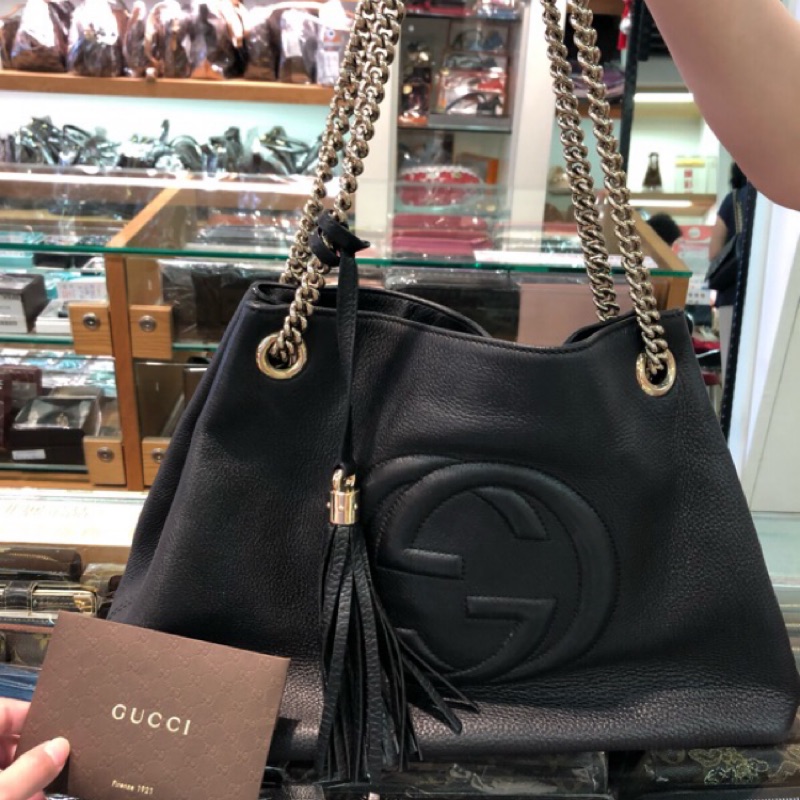 Gucci soho 流蘇金鍊手提肩背包(正品)