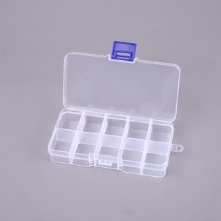 10格可拆卸透明首飾盒有蓋塑料耳釘耳環戒指飾品散珠格子收納盒