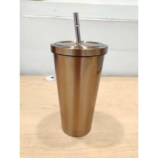304不鏽鋼吸管杯 不鏽鋼冷熱飲吸管杯 500ML 保溫杯