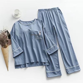 【全館台灣現貨出】女生睡衣 帶胸墊bra睡衣女士棉質長袖可外穿家居服兩件套春夏新款居家服秋