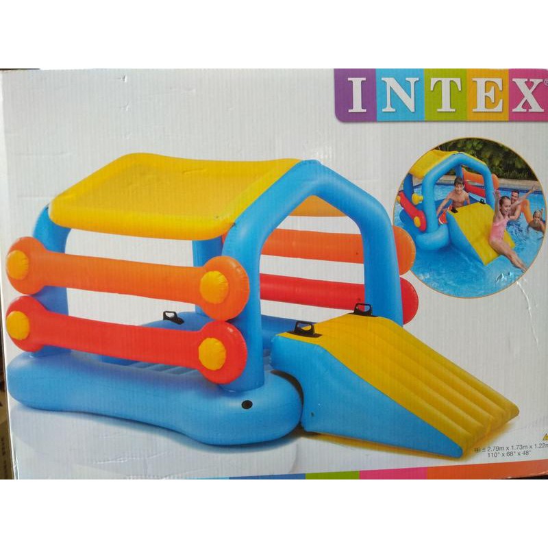 &lt;&lt;輕鬆逛小舖&gt;&gt;小屋造型水上充氣玩具 溜滑梯 充氣泳池 兒童泳池 戲水池 可遮陽 INTEX58294