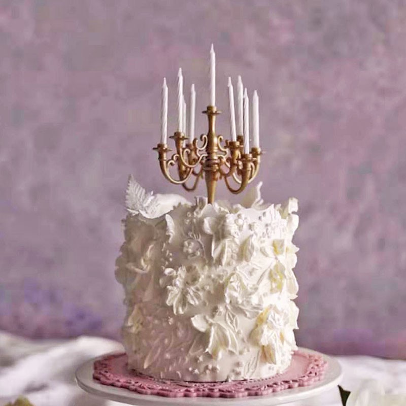 烘焙蛋糕裝飾簡歐式復古燭臺加蠟燭生日浪漫溫馨燭托甜品裝扮用品