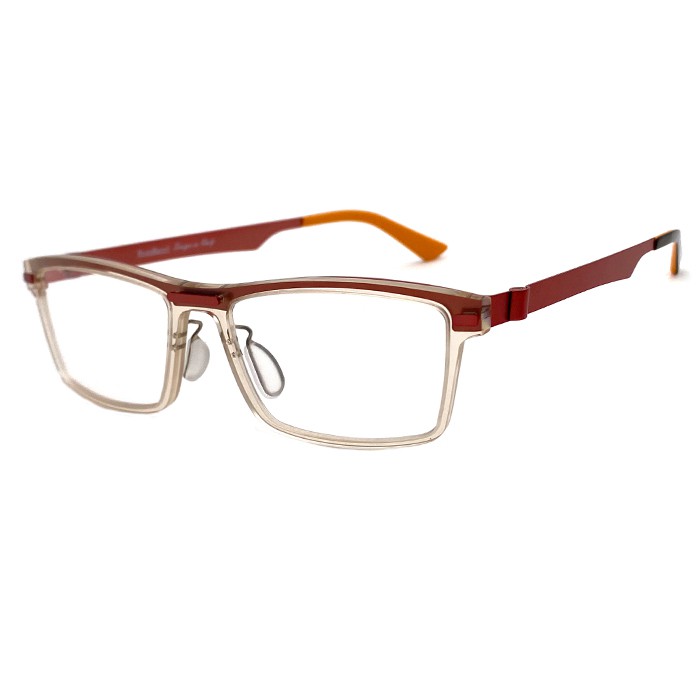 光學眼鏡 知名眼鏡行 (回饋價) - 薄鋼鏡架 雙色橘框 超彈性 抗過敏 高品質光學鏡框  配近視眼鏡