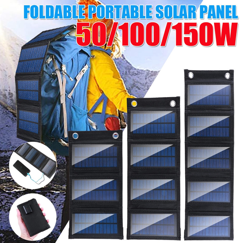 5v 50/100/150W 便攜式可折疊太陽能電池板 USB 柔性小型防水折疊太陽能電池板電池充電器電池