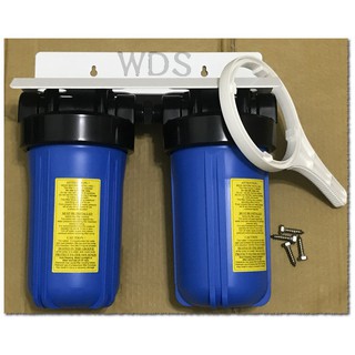 (WDS)2道不鏽鋼吊片型全戶過濾.水塔藍殼過濾器10英吋、大胖2道式水塔專用型-1499元(含板手)可濾地下水